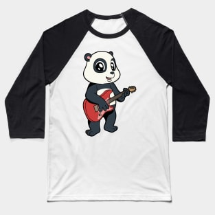 Cartoon panda bear playing electric guitar Baseball T-Shirt